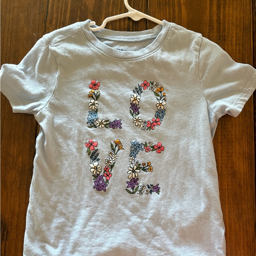 Old Navy Light Blue Girls' Floral LOVE Graphic Tee